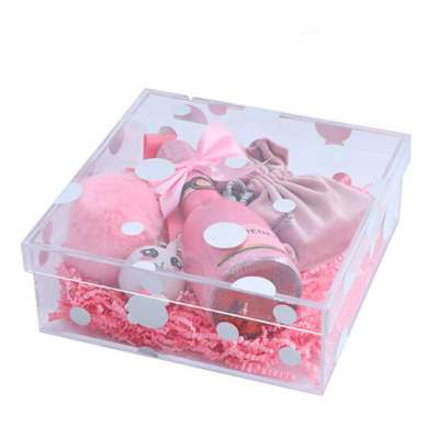 Factory supplied clear acrylic gift package box with lid