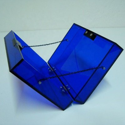 Factory price blue transparent acrylic clutch bag, plexiglass clutch bag, plastic clutch bag