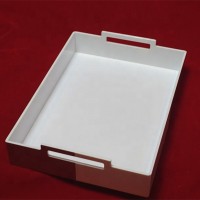 Hot-sale square white acrylic tray, white acrylic serving tray with handle, white plexiglass serving tray